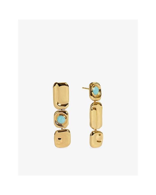 Monica Vinader Metallic Amaia Gemstone Cocktail 18Ct- Vermeil And Amazonite Drop Earrings