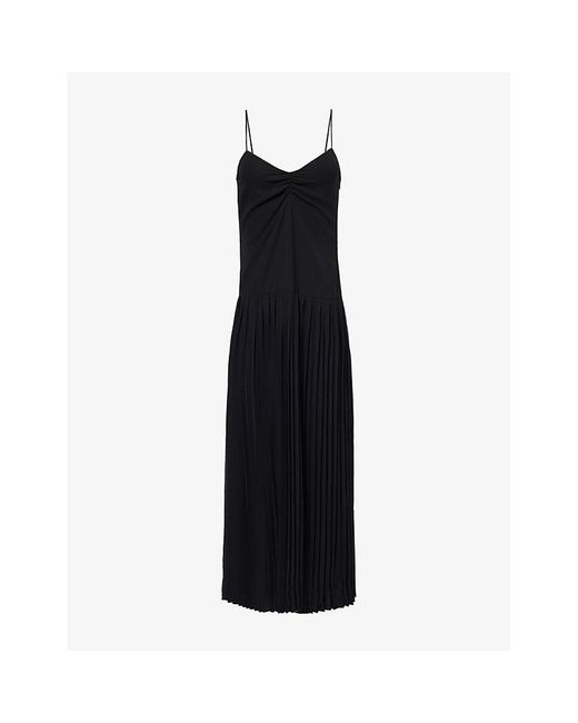 4th & Reckless Black Klara Pleated V-neck Woven Maxi Dress