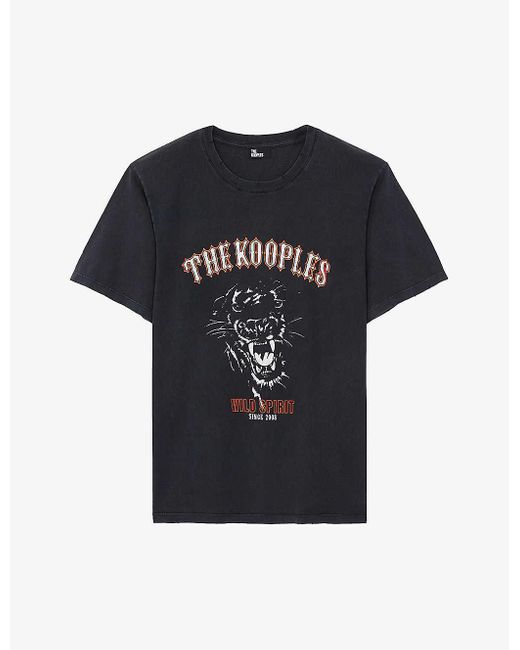 The Kooples Tiger And Logo-print Cotton-jersey T-shirt in Black for Men |  Lyst