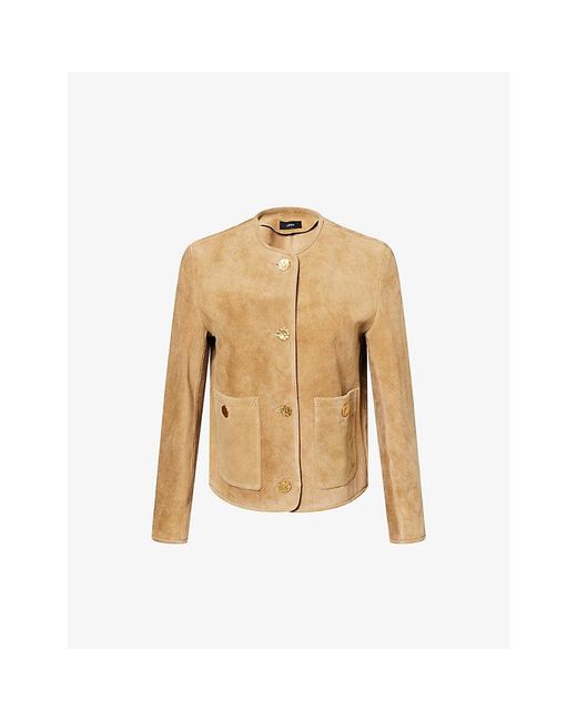 Arma Natural Sogno Round-Neck Suede Jacket