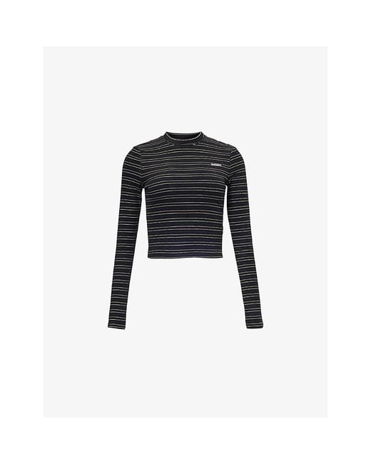Sisters & Seekers Black Wilbur Striped Stretch-Woven Top