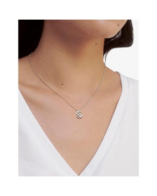 Monica Vinader White S Letter-Charm Sterling- Pendant Necklace