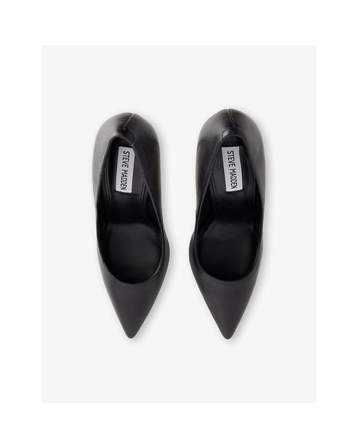 Steve Madden Black Thrive Heeled Leather Courts