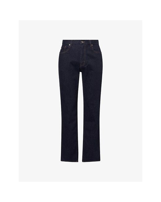 Emporio Armani Blue J76 Straight-Leg Stretch-Denim Jeans for men