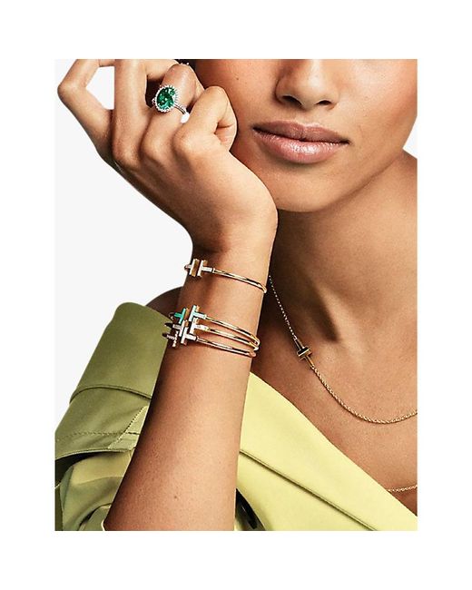 Tiffany & Co Natural Tiffany T Wire 18Ct Rose- 0.11Ct Diamond And Mother-Of-Pearl Bracelet