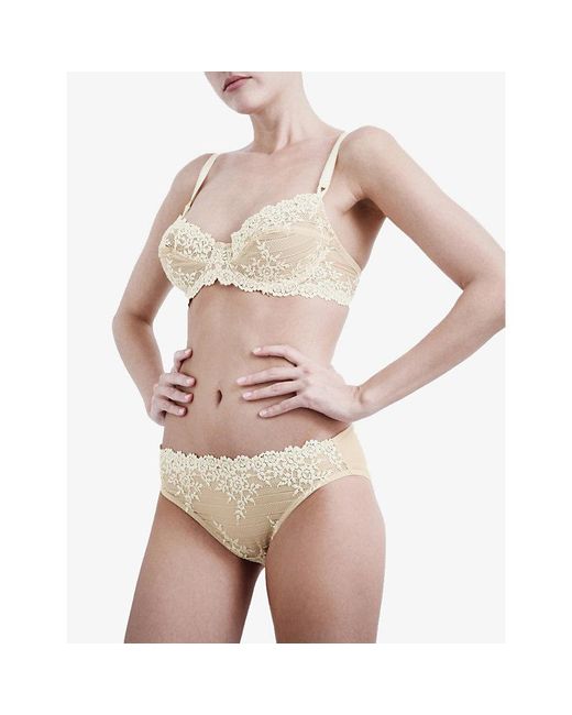 Wacoal White Embrace Lace Stretch-Lace Bikini Briefs