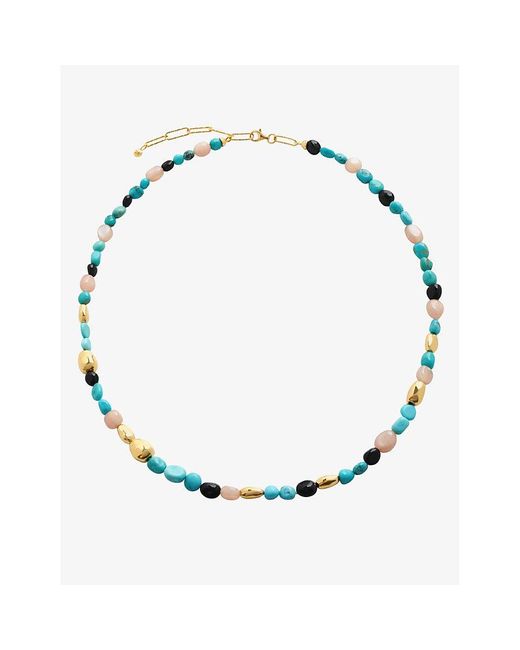 Monica Vinader Blue Rio18ct -plated Vermeil Sterling-silver, Turquoise, Peach Moonstone And Black Onyx Beaded Necklace