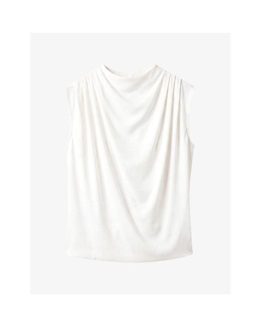 AllSaints White Emerson Draped Woven Top