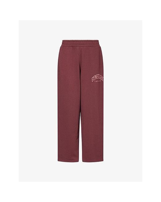GYMSHARK Red Collegiate Graphic Straight-Leg Cotton-Blend Jogging Bottoms