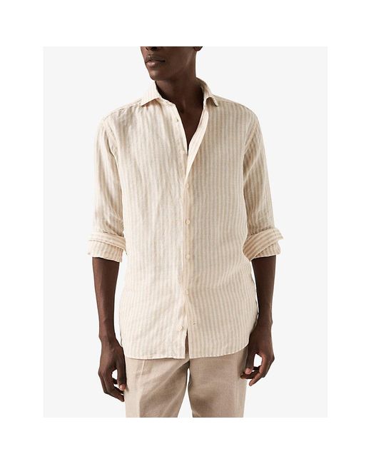 Eton of Sweden Natural Striped Slim-fit Linen Shirt for men
