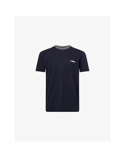 Emporio Armani Blue Iconic Short-Sleeve Cotton T-Shirt for men