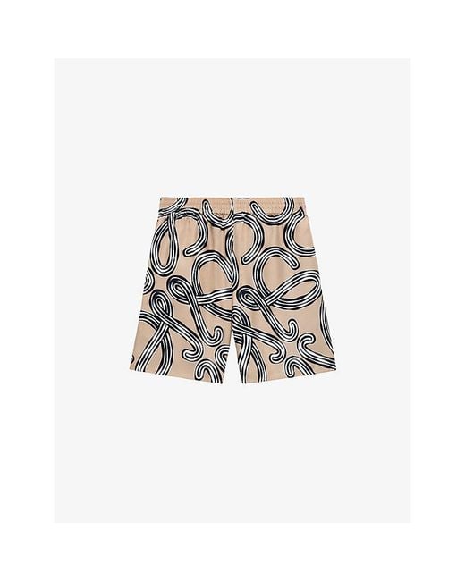 Loewe White X Paula's Ibiza Anagram-Print Silk-Twill Shorts