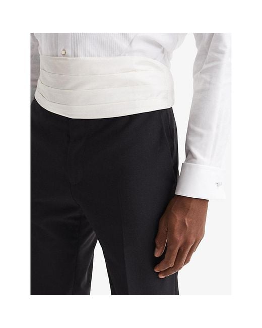 Reiss White Cameron Pleated Silk Cummerbund for men