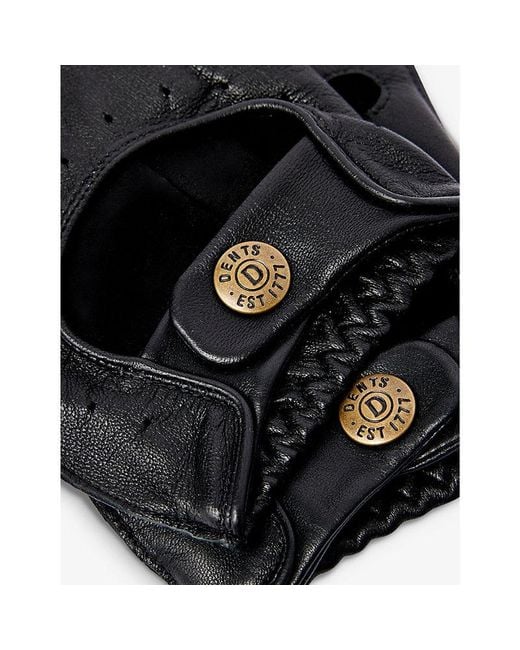 Dents Black Snetterton Fingerless Leather Gloves for men