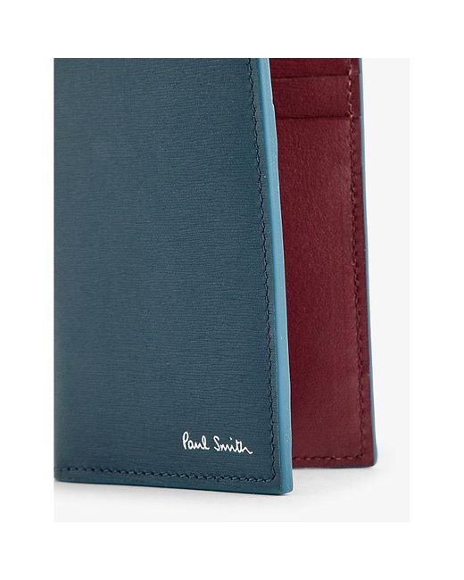 Paul Smith Blue Brand-foiled Leather Card Holder for men
