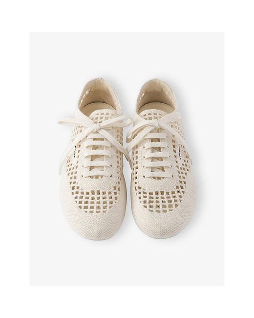 Prada White Collapse Crochet Laced Trainers