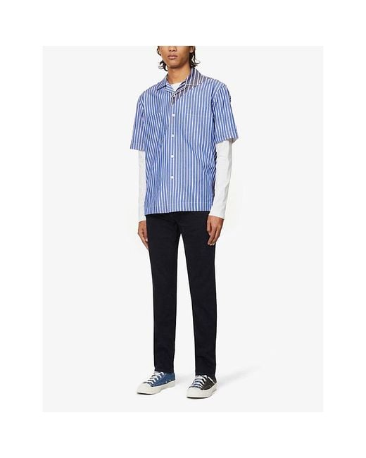7 For All Mankind Blue Standard Luxe Performance Slim-Fit Straight-Leg Stretch-Denim Jeans for men
