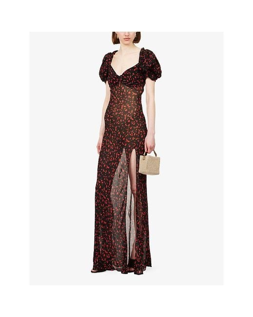 Rat & Boa Brown Magnolia Floral Semi-Sheer Woven Maxi Dress