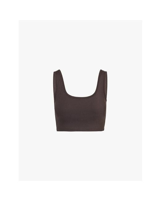 ADANOLA White Ultimate Square-Neck Stretch-Woven Sports Bra