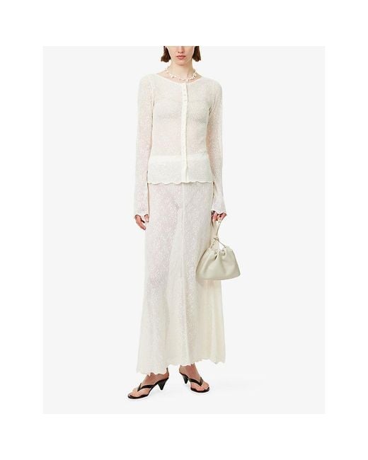 Dissh White Delia Lace Cotton-Blend Maxi Skirt