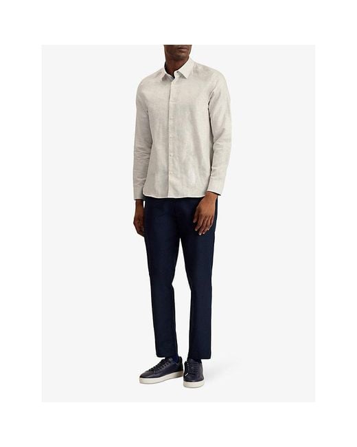 Ted Baker White Romeos Long-sleeve Regular-fit Linen-blend Shirt for men
