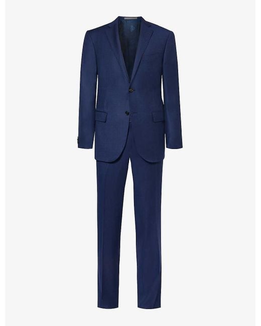 Corneliani Blue Vy Birdeye Notched-lapel Regular-fit Wool Suit for men