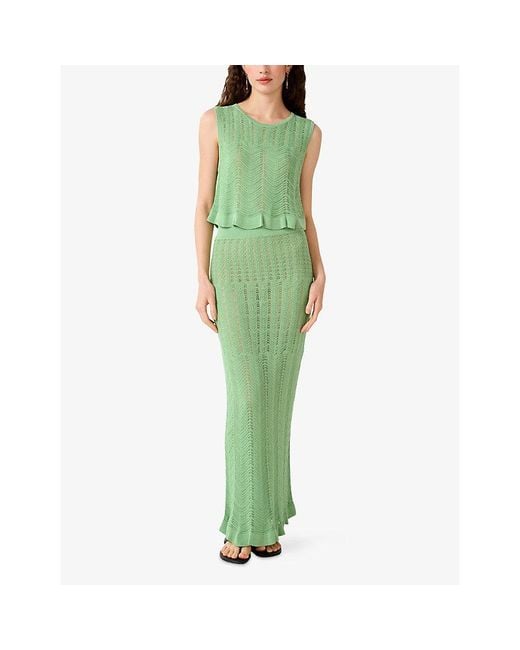 OMNES Green Jayde Open-Knit Top