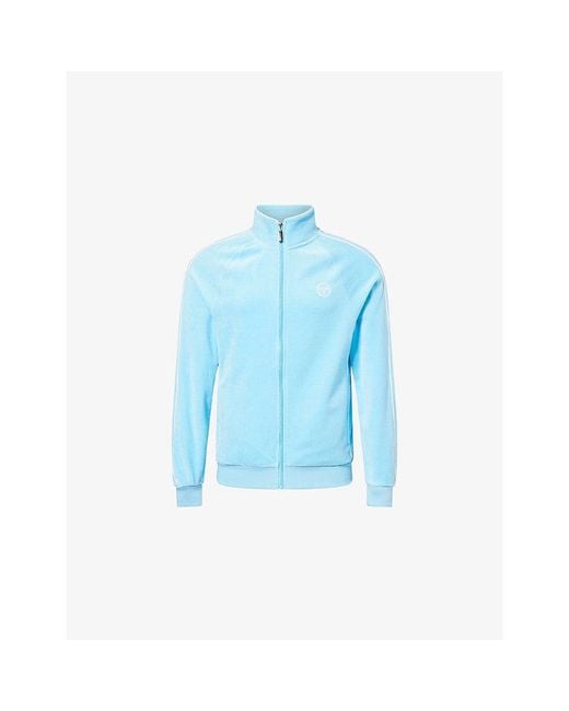 Sergio Tacchini Blue Tasso Logo-Embroidered Velour Track Top for men