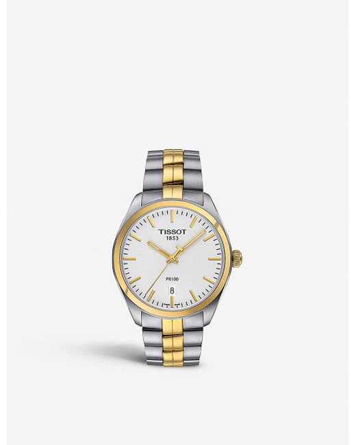 Tissot Women's Stainless Steel T101.410.22.031.00 Pr 100 And Yellow Gold  Watch in Metallic - Lyst