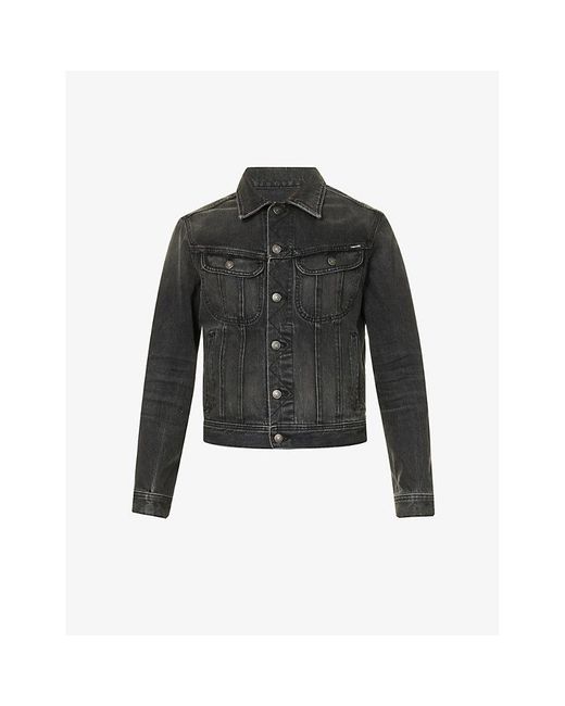 Tom Ford Faded-wash Boxy-fit Denim Jacket in Black for Men | Lyst