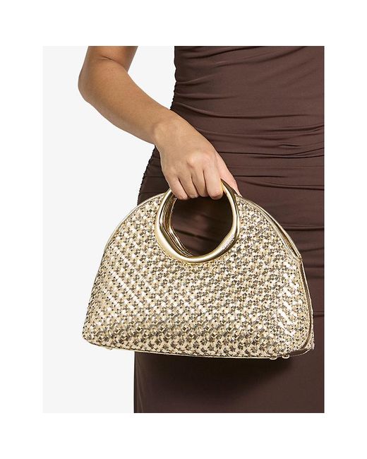 Dune Natural Earning Metallic Faux-Leather Clutch Bag