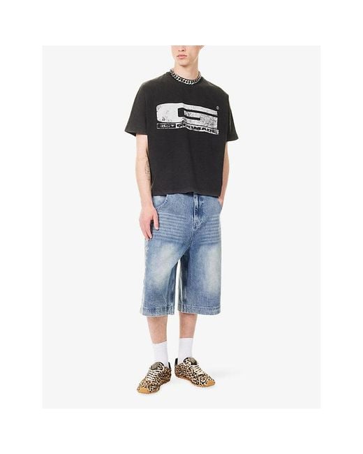 GODMADE Black Graphic-Print Cotton T-Shirt for men