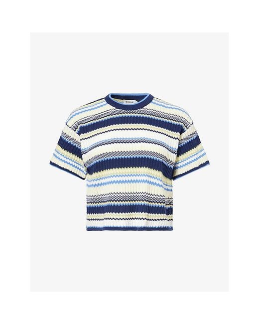 Jonathan Simkhai Blue Tenley Graphic-Pattern Cotton-Blend Top
