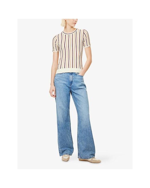 Rag & Bone Blue Logan Wide-Leg Denim Jeans