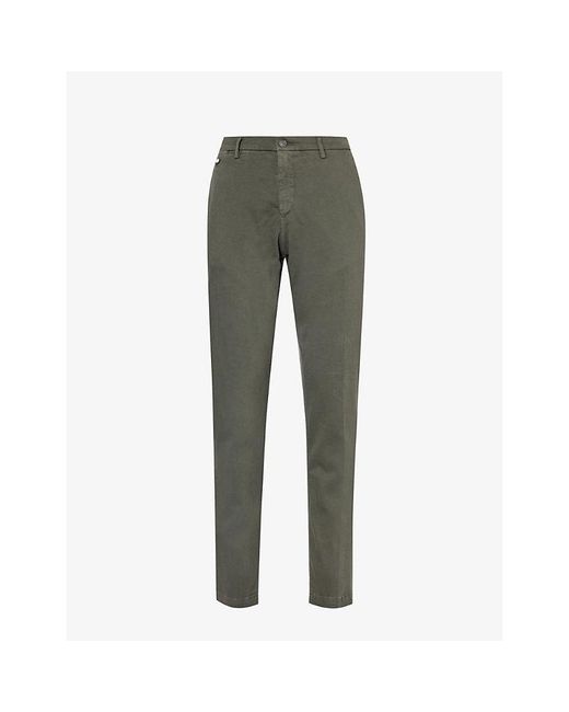 Replay Green Benni Straight-Leg Regular-Fit Stretch-Cotton Trousers for men