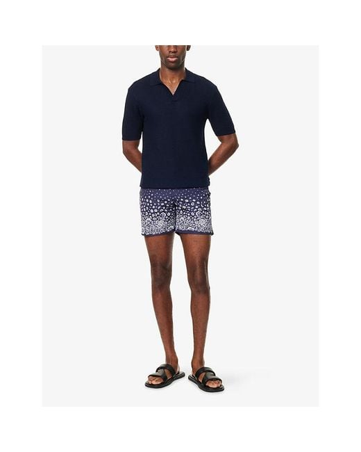 Orlebar Brown Blue Horton Short-Sleeve Knitted Polo Top for men