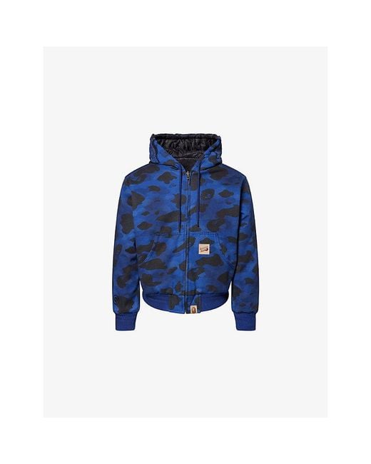 A Bathing Ape Blue Solid 1St Camouflage-Print Reversible Cotton Jacket for men