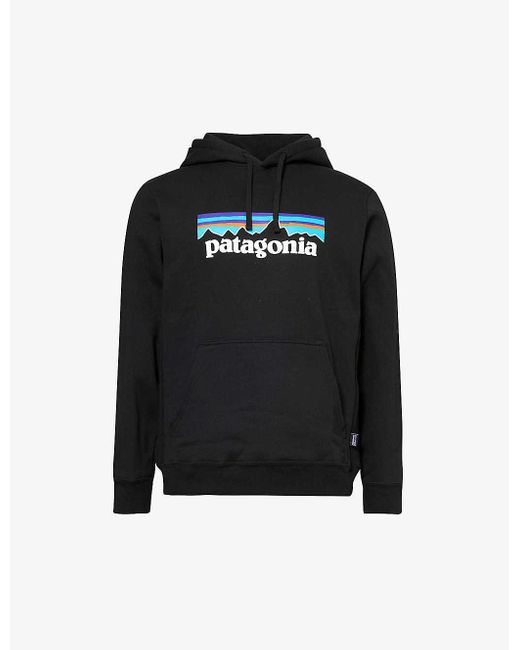 Patagonia Black P-6 Uprisal Brand-print Recycled Polyester And Recycled Cotton-blend Hoody for men