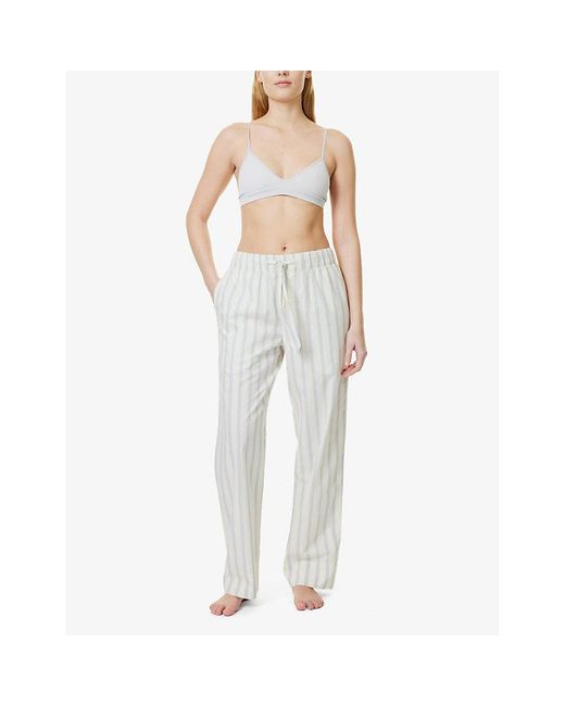 Tekla White Straight-Leg Mid-Rise Organic-Cotton Poplin Pyjama Trousers