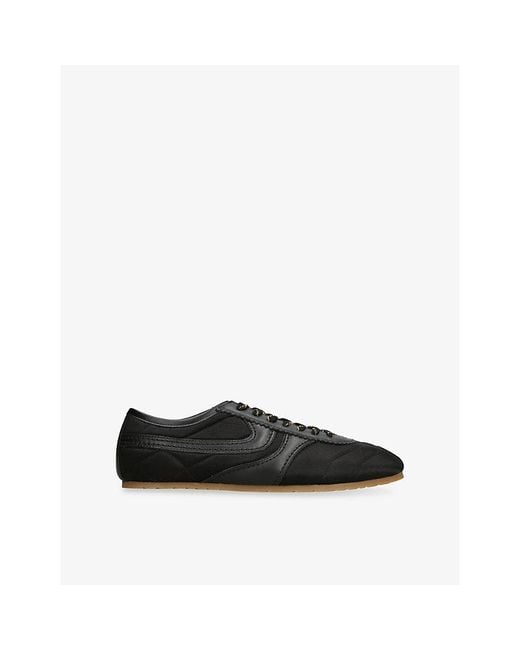 Dries Van Noten Black Dustin Satin And Leather Trainers for men