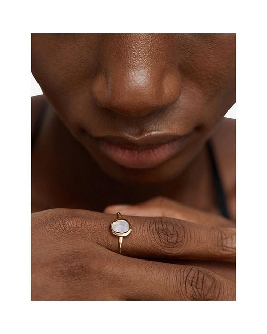 Monica Vinader Metallic Odyssey 18Ct-Plated Vermeil Sterling- Moonstone Ring