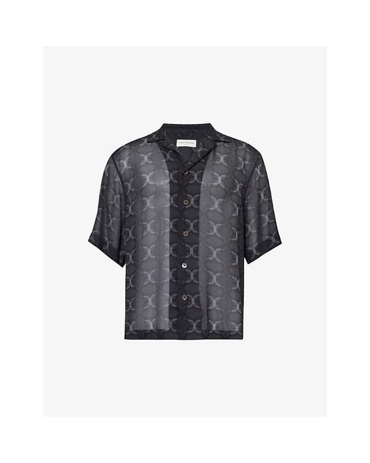 Dries Van Noten Blue Cassi Abstract-pattern Relaxed-fit Woven Shirt for men