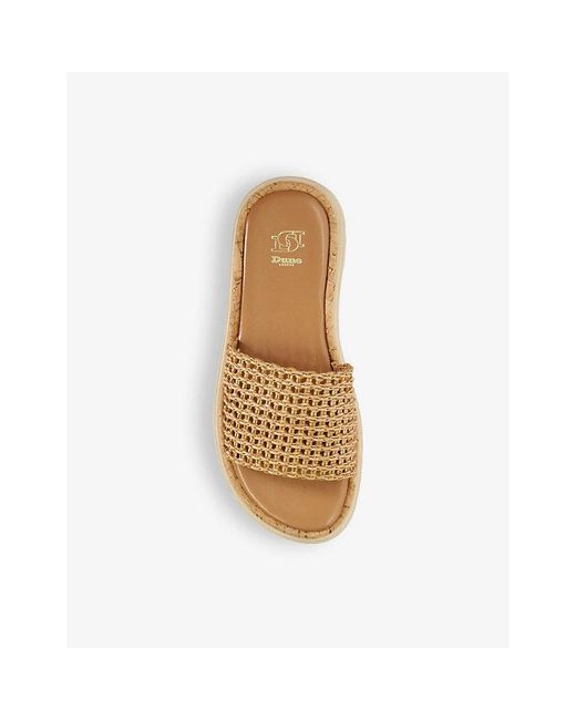 Dune Natural Looners Flat Woven Slides