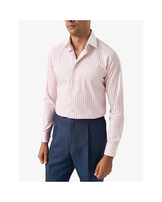 Eton of Sweden Pink Signature Twill Fit Signature Contemporary-Fit Cotton Shirt for men