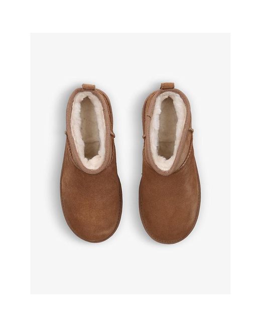 Ugg Brown Classic Ultra Mini Platform Suede And Shearling Boots