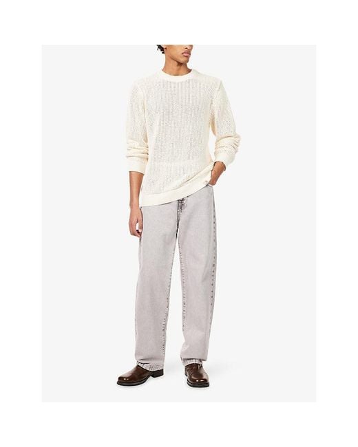 Carhartt White Stockton Crochet Cotton-Blend Jumper for men