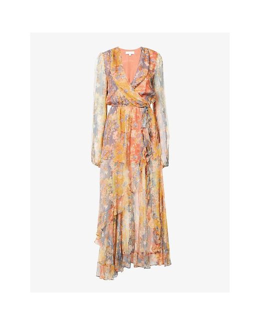 Caroline Constas Natural Vivian Abstract-print Silk-blend Maxi Dress