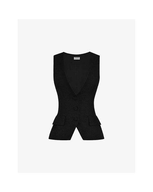 House Of Cb Black Juliet Sleeveless Woven Tuxedo Waistcoat