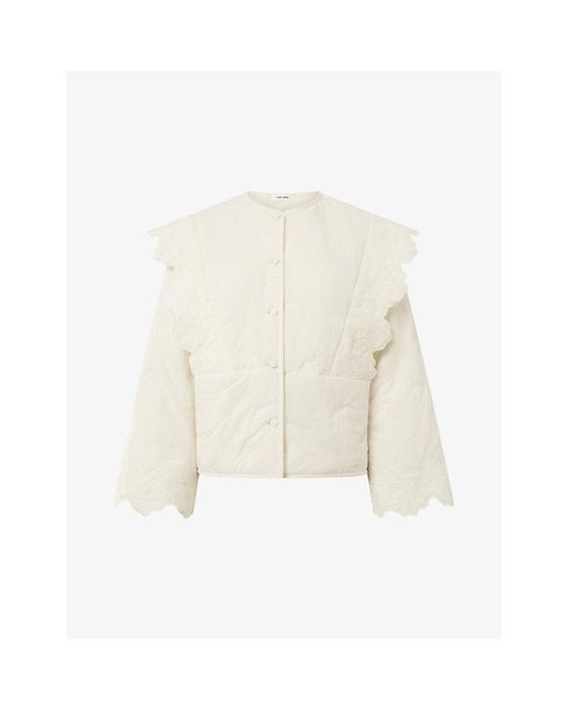 Nué Notes White Earl Floral-embroidered Quilted Cotton Jacket