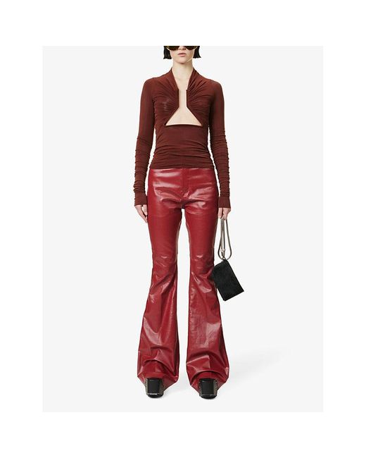Rick Owens Red Hen Prong Cut-out Stretch-woven Top